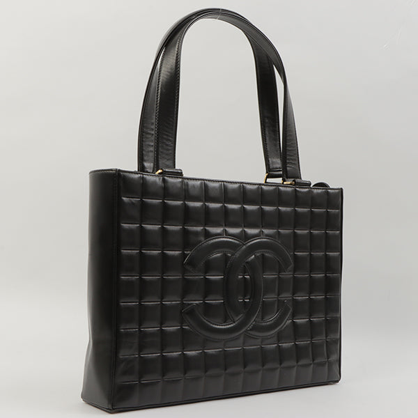 Chanel Around 2002 Made Cc Mark Stitch Chocolate Bar Tote Bag Black