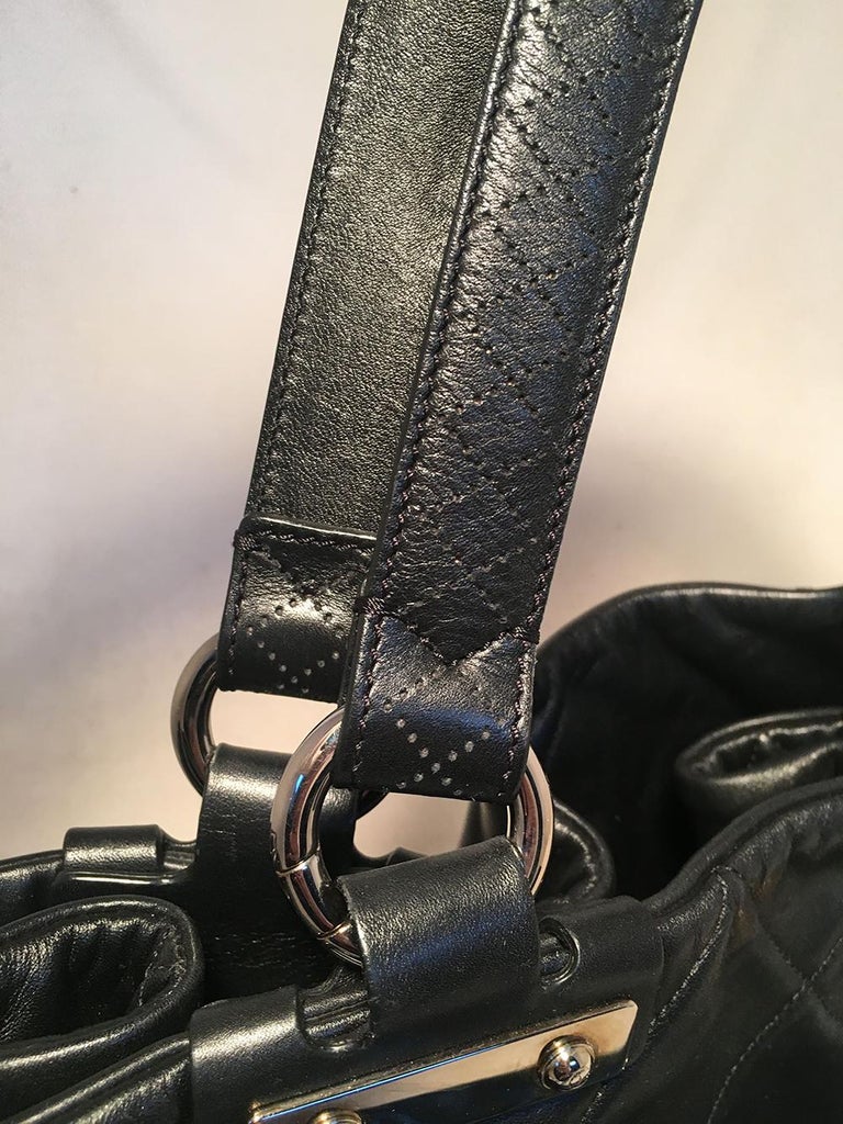 Chanel Quilted Black Leather Latch Front Tote Bag