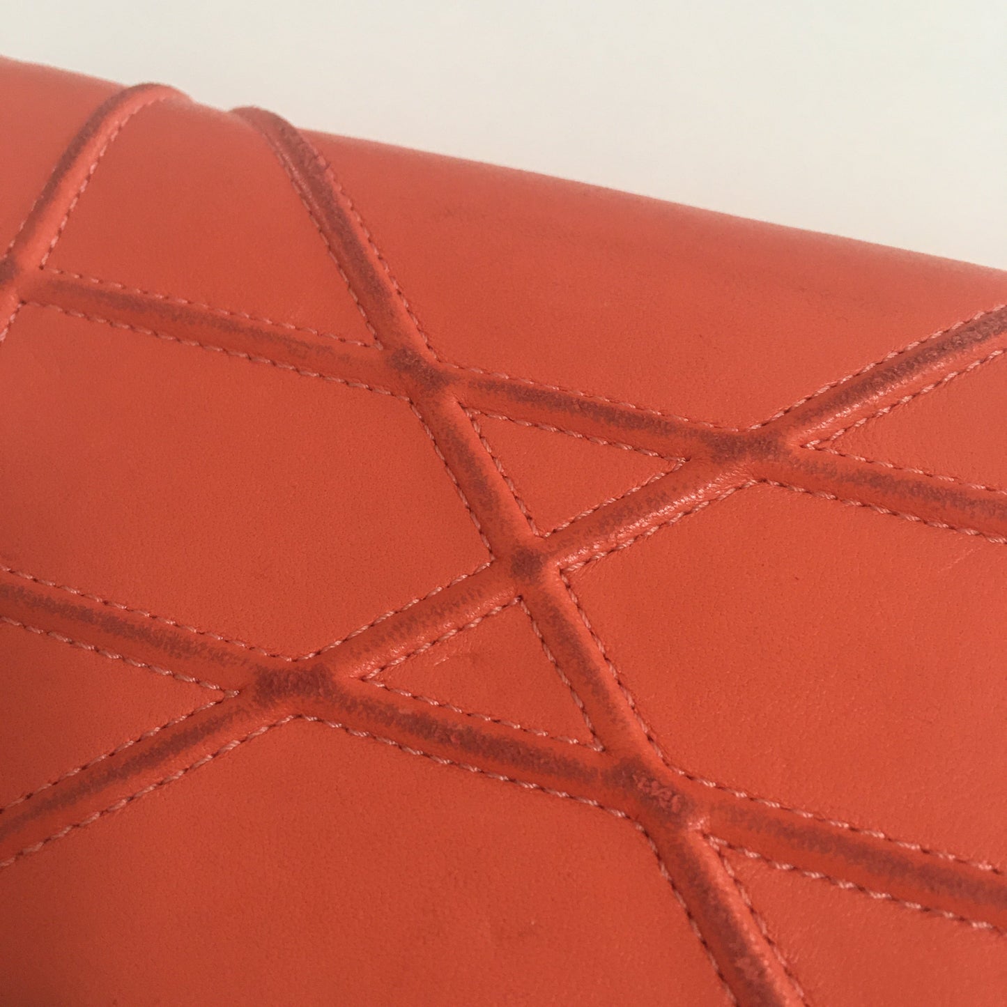 CHRISTIAN DIOR Diorama Wallet in Orange Leather