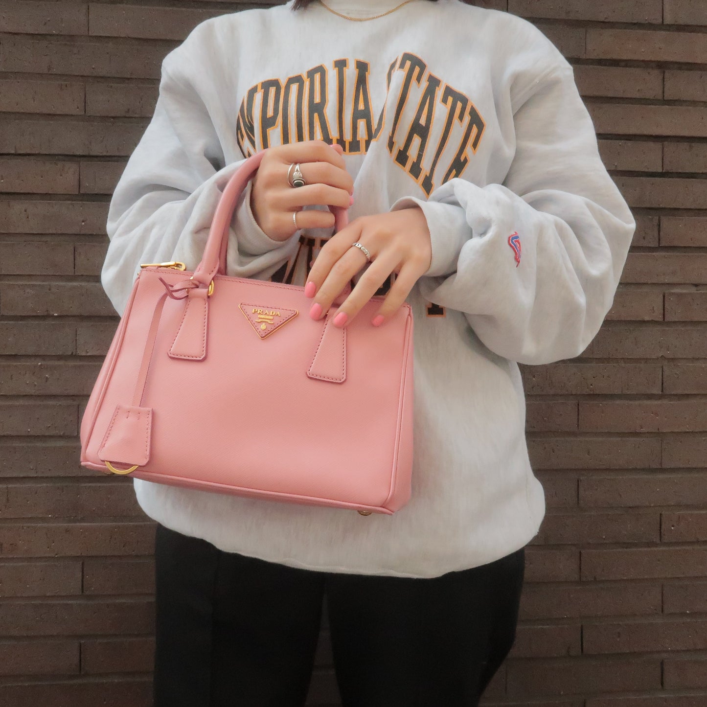 Prada Leather 2Way Hand Bag Shoulder Bag Pink