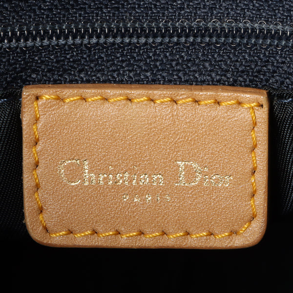 DIOR Denim Logo Plate Boston Bag Indigo/Beige