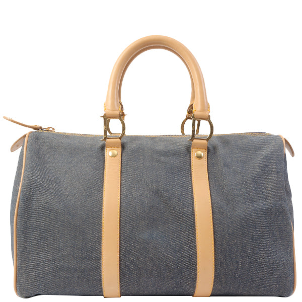 DIOR Denim Logo Plate Boston Bag Indigo/Beige