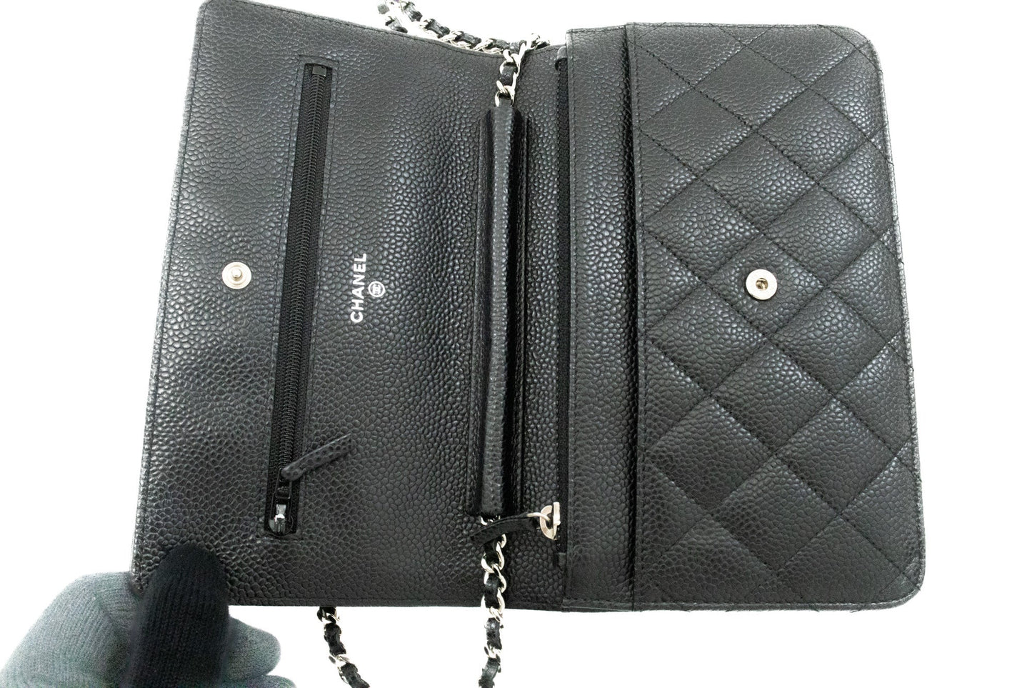 CHANEL Caviar Wallet On Chain WOC Black Shoulder Bag Crossbody k38