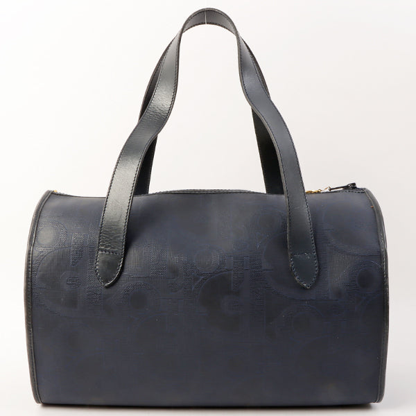 DIOR Logo Pattern Oval Logo Plate Boston Bag Navy