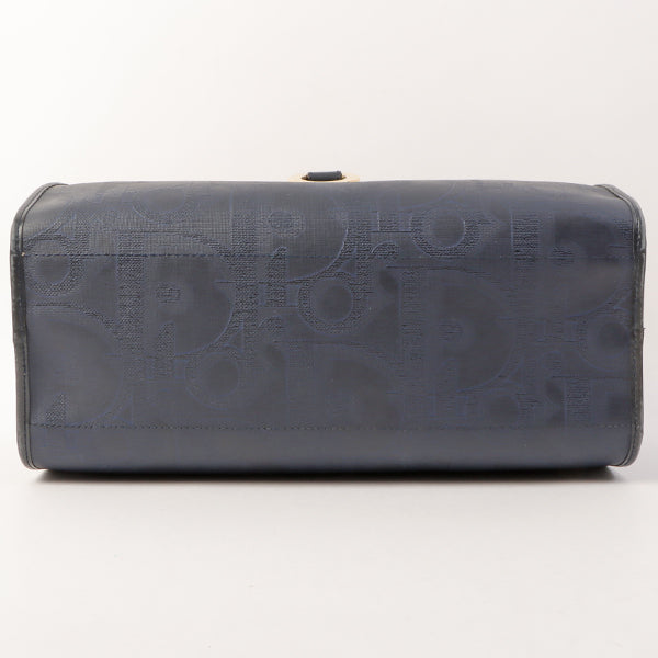 DIOR Logo Pattern Oval Logo Plate Boston Bag Navy