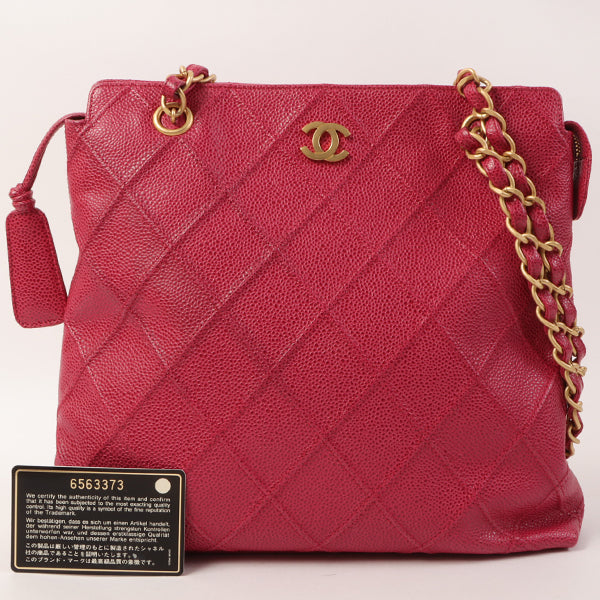 CHANEL Around 2000 Made Caviar Skin Wild Stitch Cc Mark Tote Bag Rose Pink