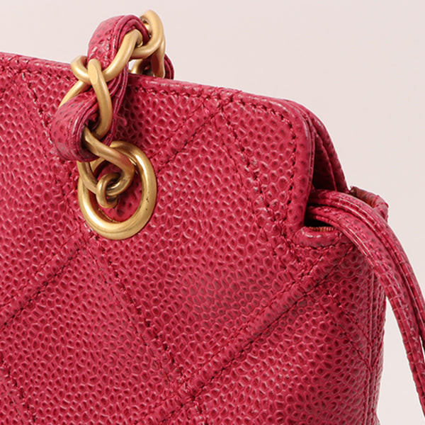 CHANEL Around 2000 Made Caviar Skin Wild Stitch Cc Mark Tote Bag Rose Pink