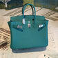 HM Birkin Dark Green For Women Silver Toned Hardware 9.8in/25cm