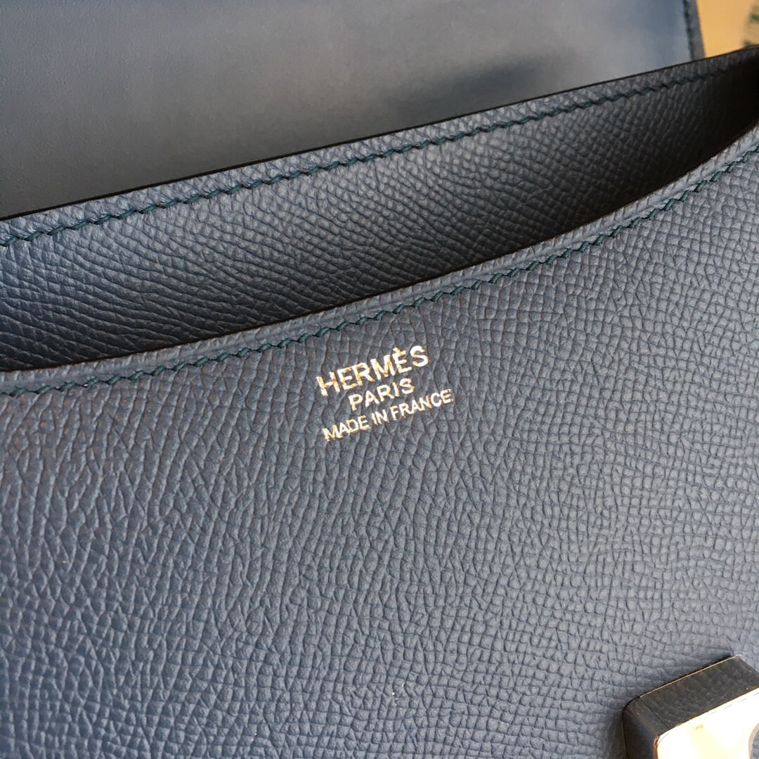 HM Constance 18 Epsom Navy Blue For Women Silver Toned Hardware, Womenâ€™s Handbags, Shoulder Bags 7.1in/18cm