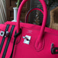HM Birkin Dark Pink For Women Silver Toned Hardware 9.8in/25cm