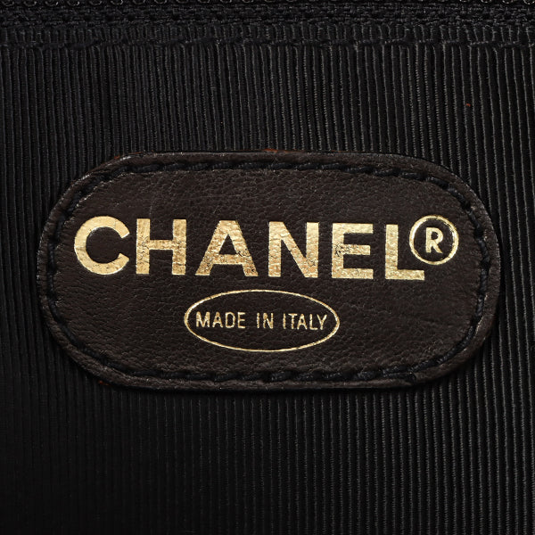 CHANEL Around 1997 Made Caviar Skin Logo Embroidered Tote Bag Black