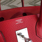 HM Birkin Red For Women Silver Toned Hardware 11in/30cm