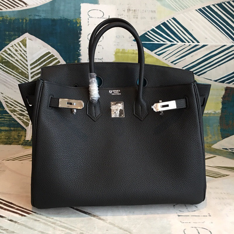 HM Birkin Black For Women Silver Toned Hardware 11.8in/30cm