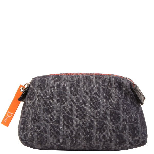 DIOR Flightline Denim Trotter Pattern Pouch Indigo/Orange