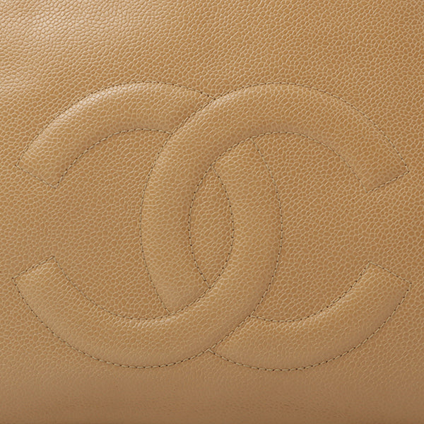 Chanel Around 1995 Made Caviar Skin Turn-Lock Tote Bag Beige