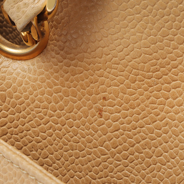 Chanel Around 1995 Made Caviar Skin Turn-Lock Tote Bag Beige