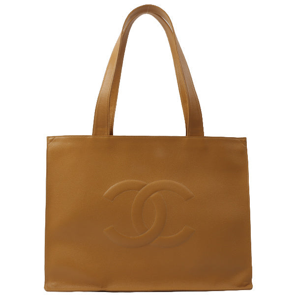 Chanel Around 1998 Made Caviar Skin Cc Mark Stitch Tote Bag Beige