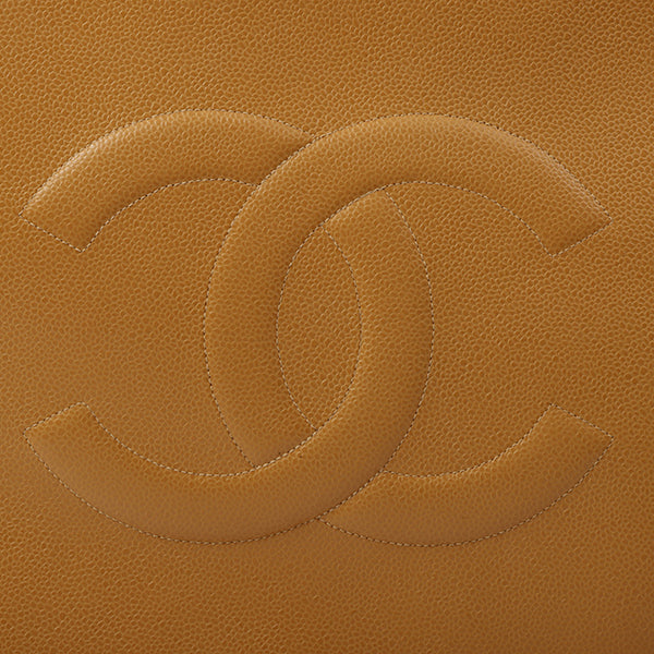 Chanel Around 1998 Made Caviar Skin Cc Mark Stitch Tote Bag Beige