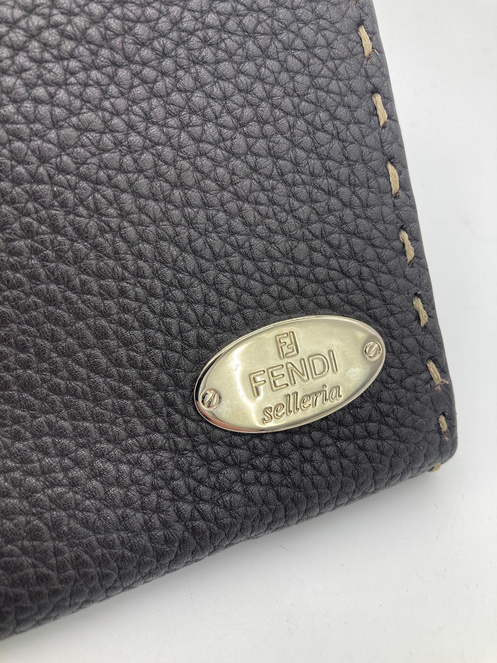 FENDI Dark Brown Selleria Leather Continental Wallet