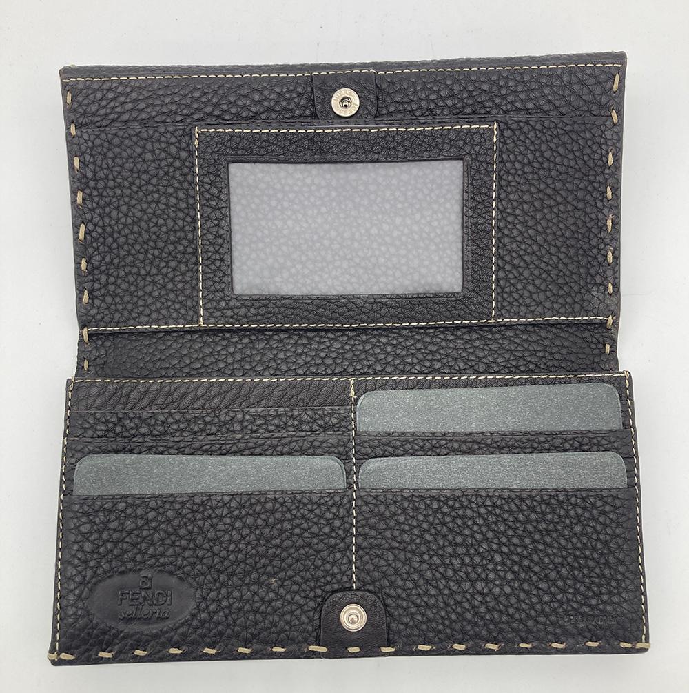 FENDI Dark Brown Selleria Leather Continental Wallet