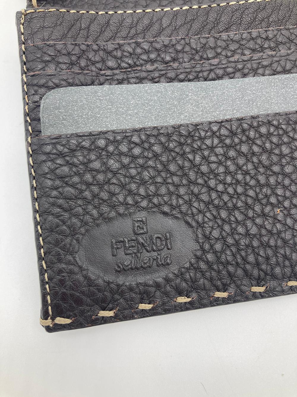 FENDI Dark Brown Selleria Leather Continental Wallet