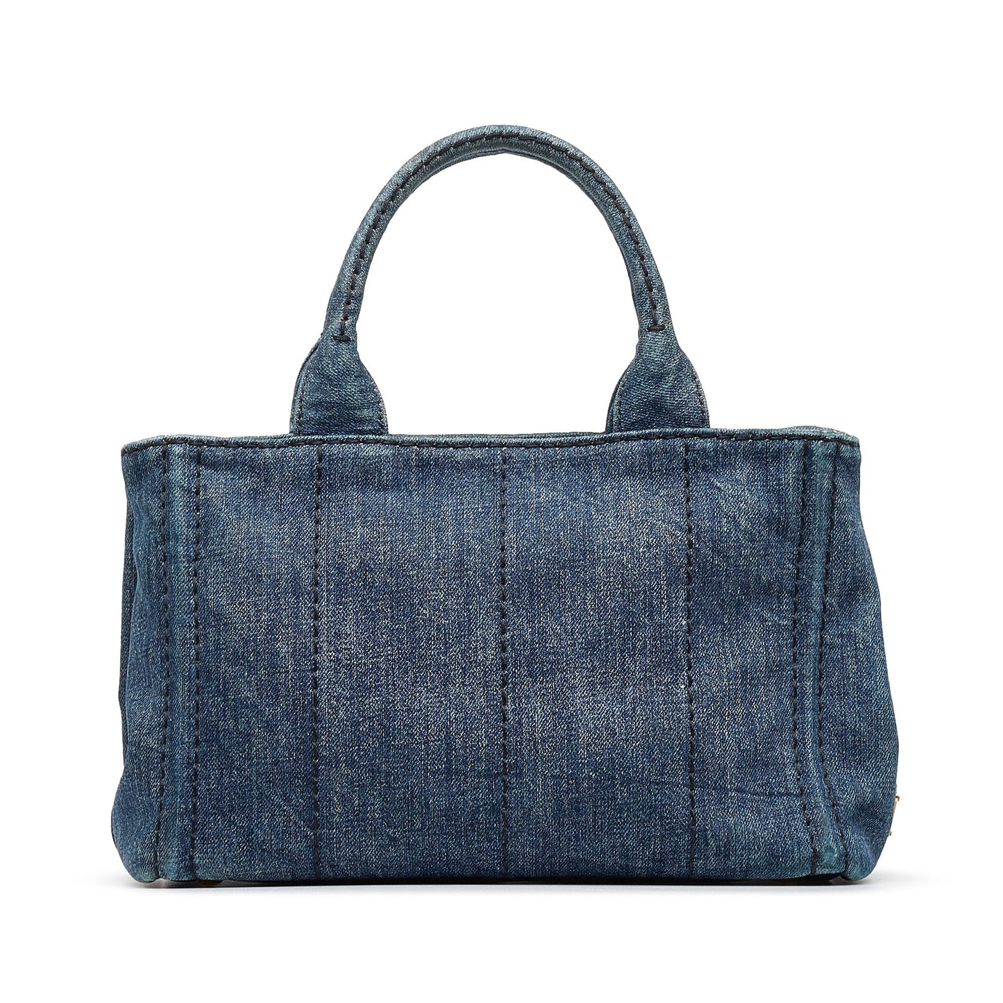 PRADA Canapa Logo Denim Satchel