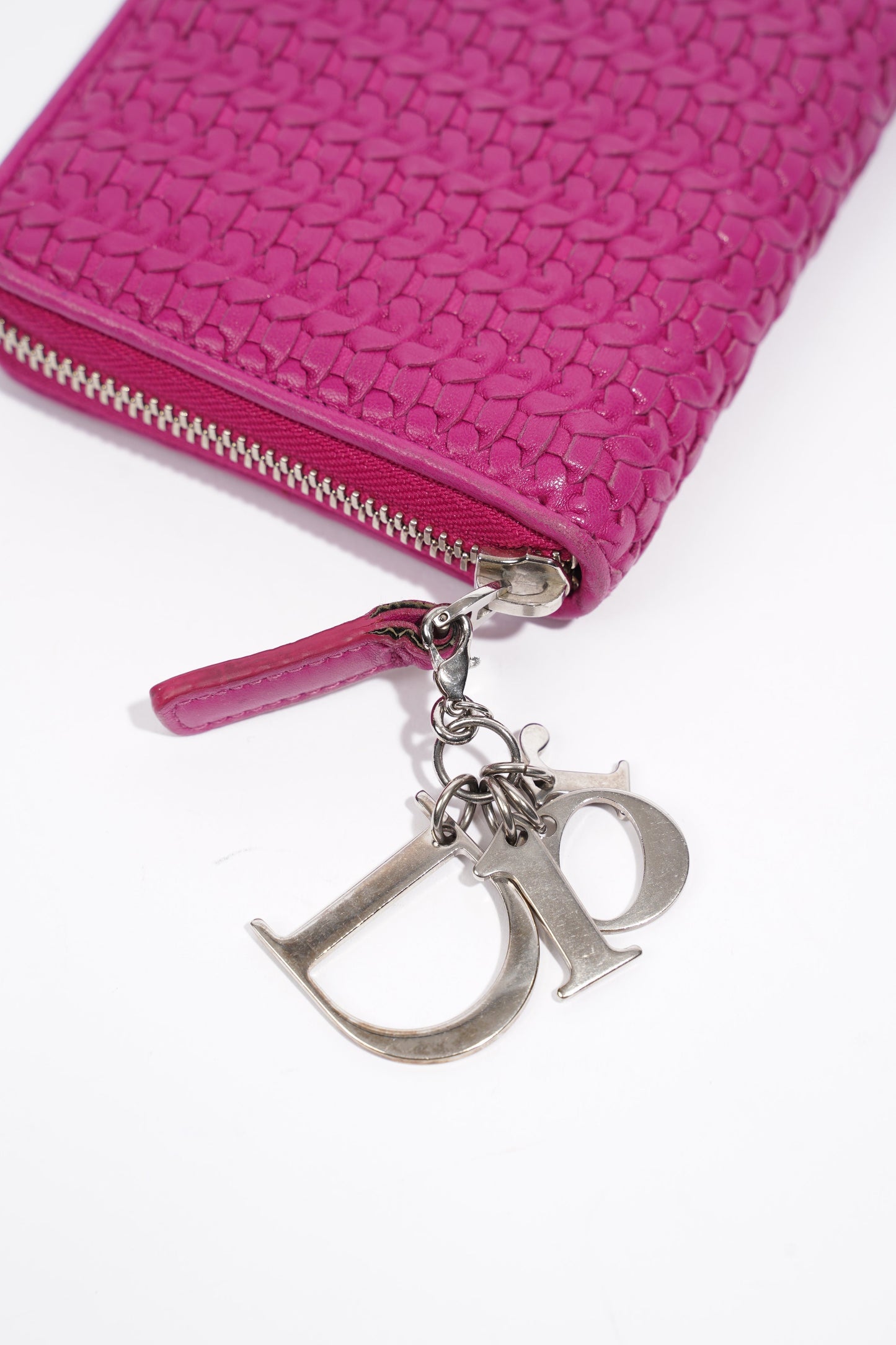 Christian Dior Zip Wallet Pink Leather