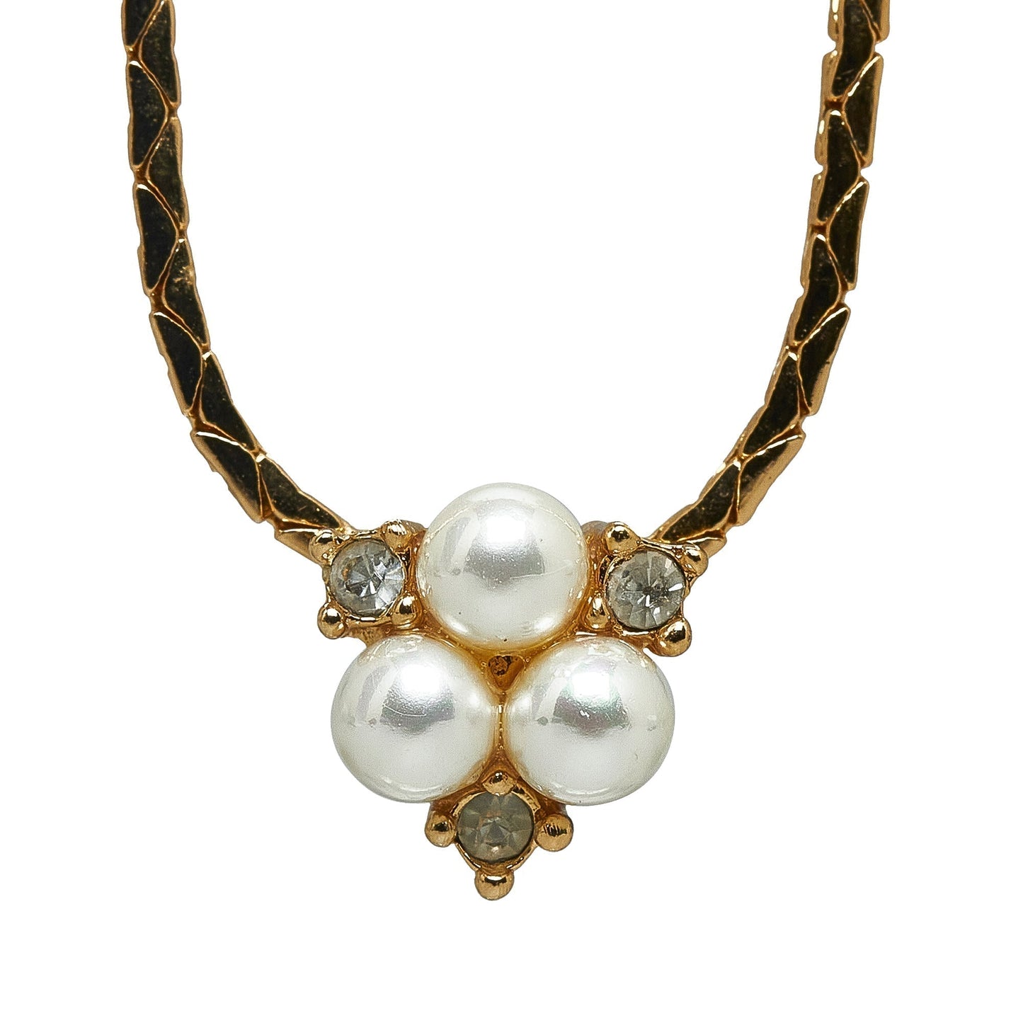 DIOR Faux Pearl and Crystal Pendant Necklace Costume Necklace