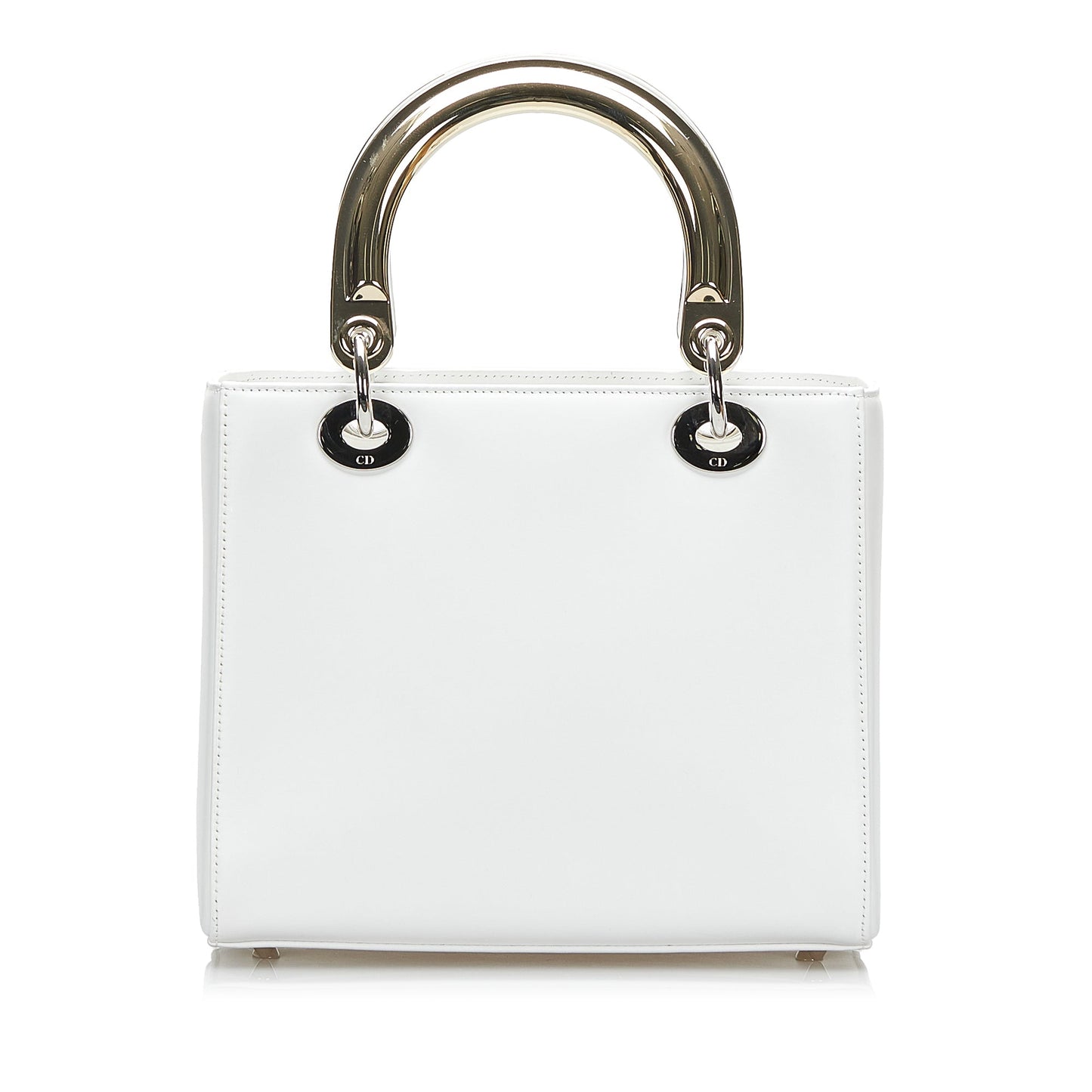 Dior Lady Dior Medium White Patch Embellished Leather Silver