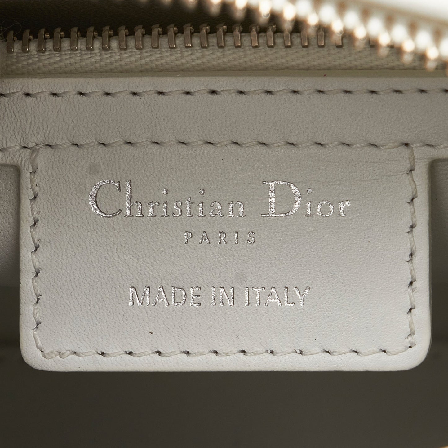 Dior Lady Dior Medium White Patch Embellished Leather Silver