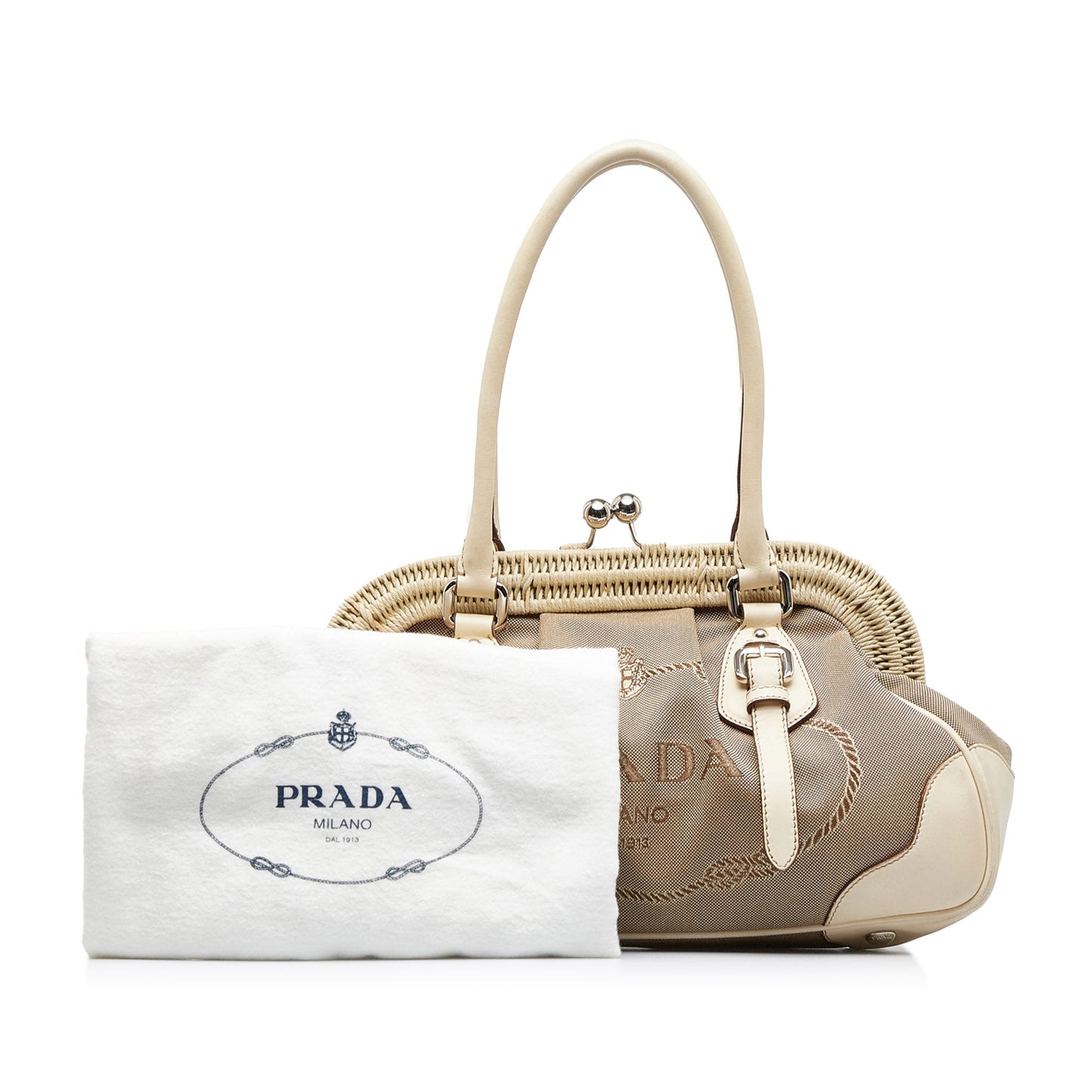 PRADA Canapa Logo Frame Handbag