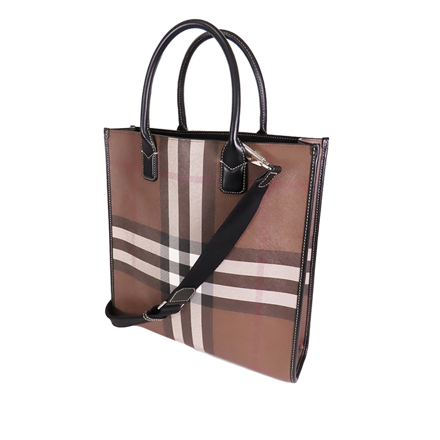 Brown Burberry Slim Denny Vertical Tote Satchel