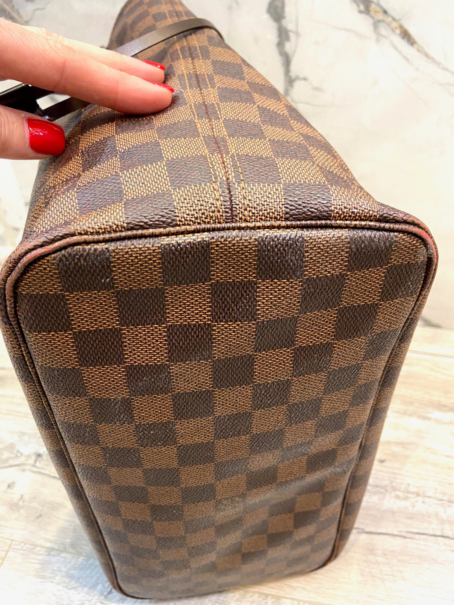 LOUIS VUITTON DAMIER EBENE NEVERFULL MM TOTE HANDBAG