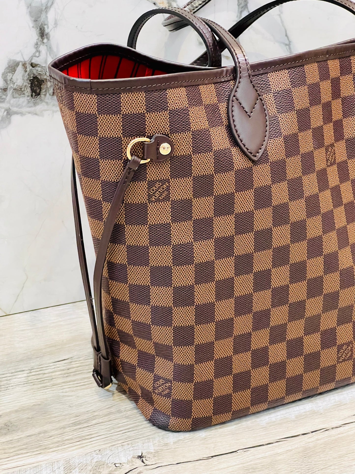 LOUIS VUITTON DAMIER EBENE NEVERFULL MM TOTE BAG