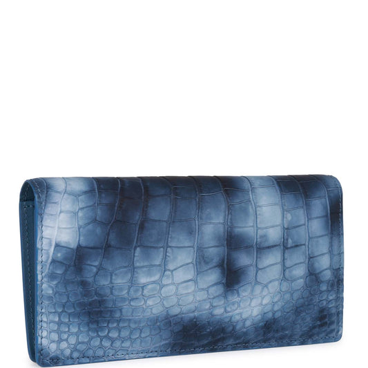 Louis Vuitton Brazza Wallet Multi Blue Matte Alligator Silver Hardware