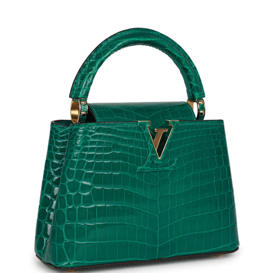 Louis Vuitton Mini Capucine Aquamarine Crocodile Gold Hardware