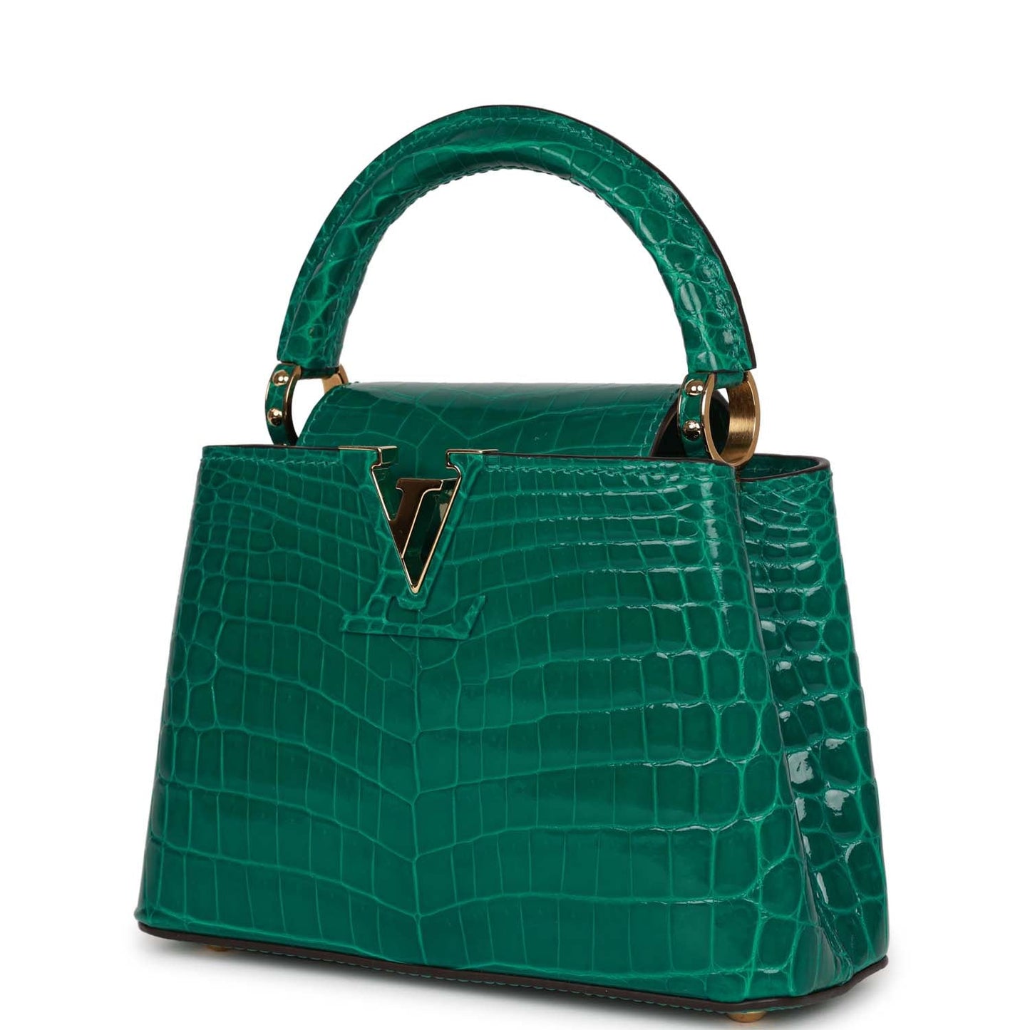 Louis Vuitton Mini Capucine Aquamarine Crocodile Gold Hardware