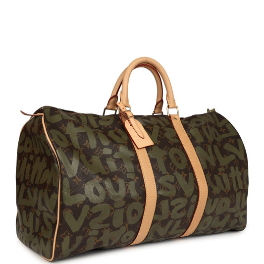 Vintage Louis Vuitton x Stephen Sprouse Keepall 50 Khaki Graffiti Gold Hardware