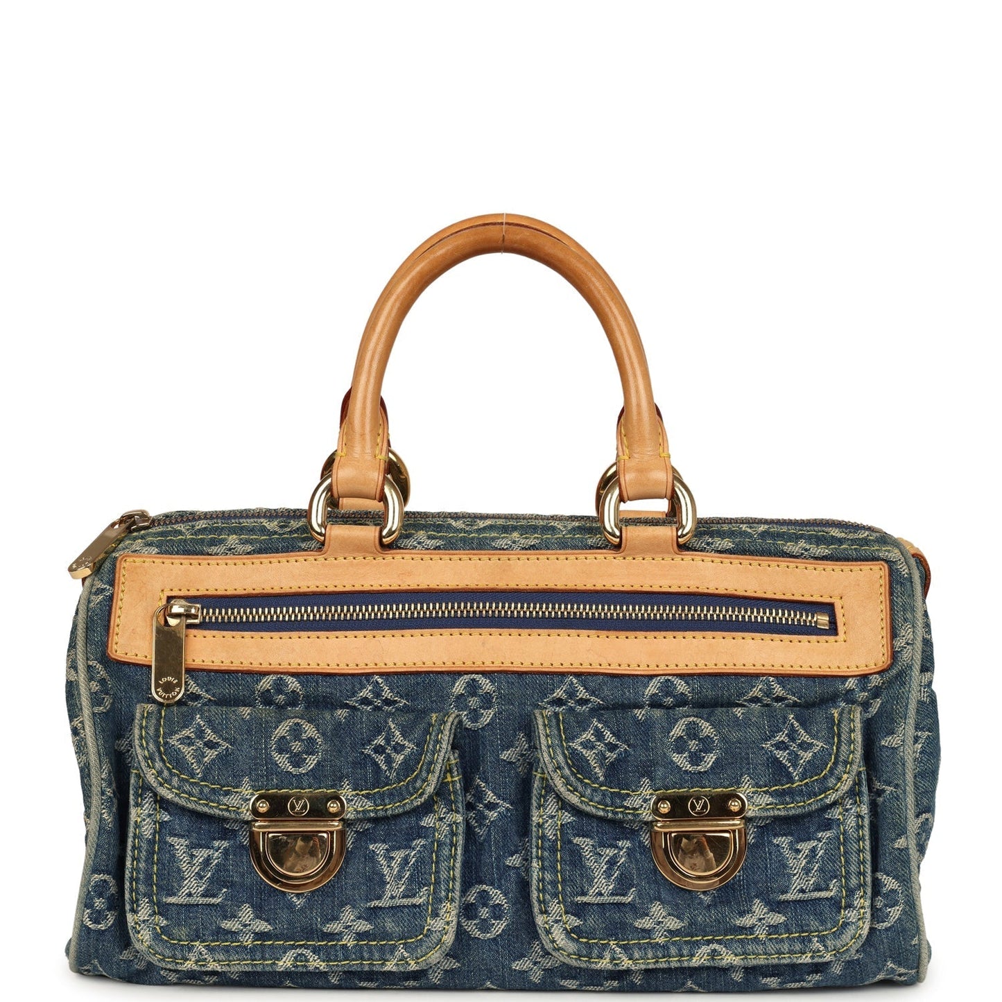 Vintage Louis Vuitton Neo Speedy Blue Denim Monogram Gold Hardware