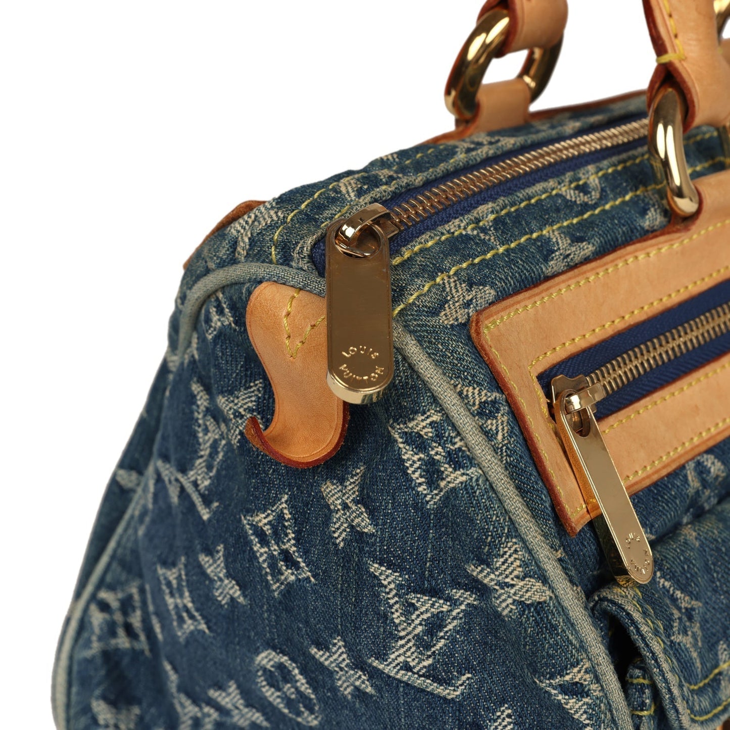 Vintage Louis Vuitton Neo Speedy Blue Denim Monogram Gold Hardware