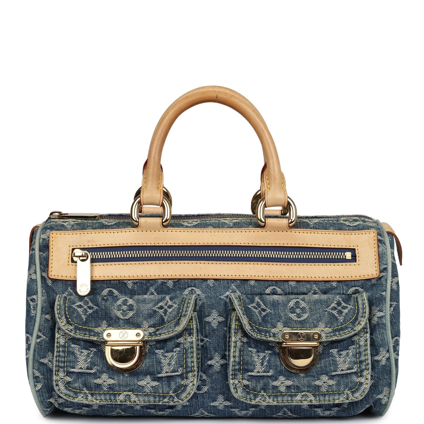 Vintage Louis Vuitton Neo Speedy Blue Denim Monogram Gold Hardware