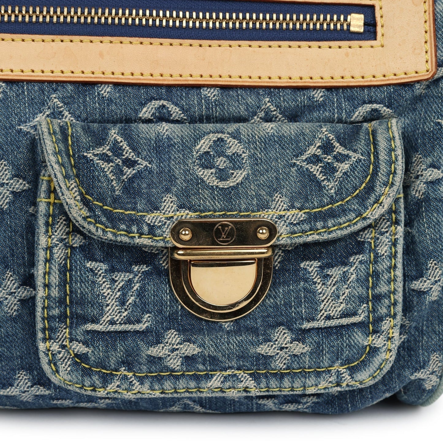 Vintage Louis Vuitton Neo Speedy Blue Denim Monogram Gold Hardware