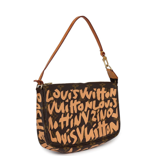 Vintage Louis Vuitton x Stephen Sprouse Pochette Accessories Peach Graffiti Gold Hardware