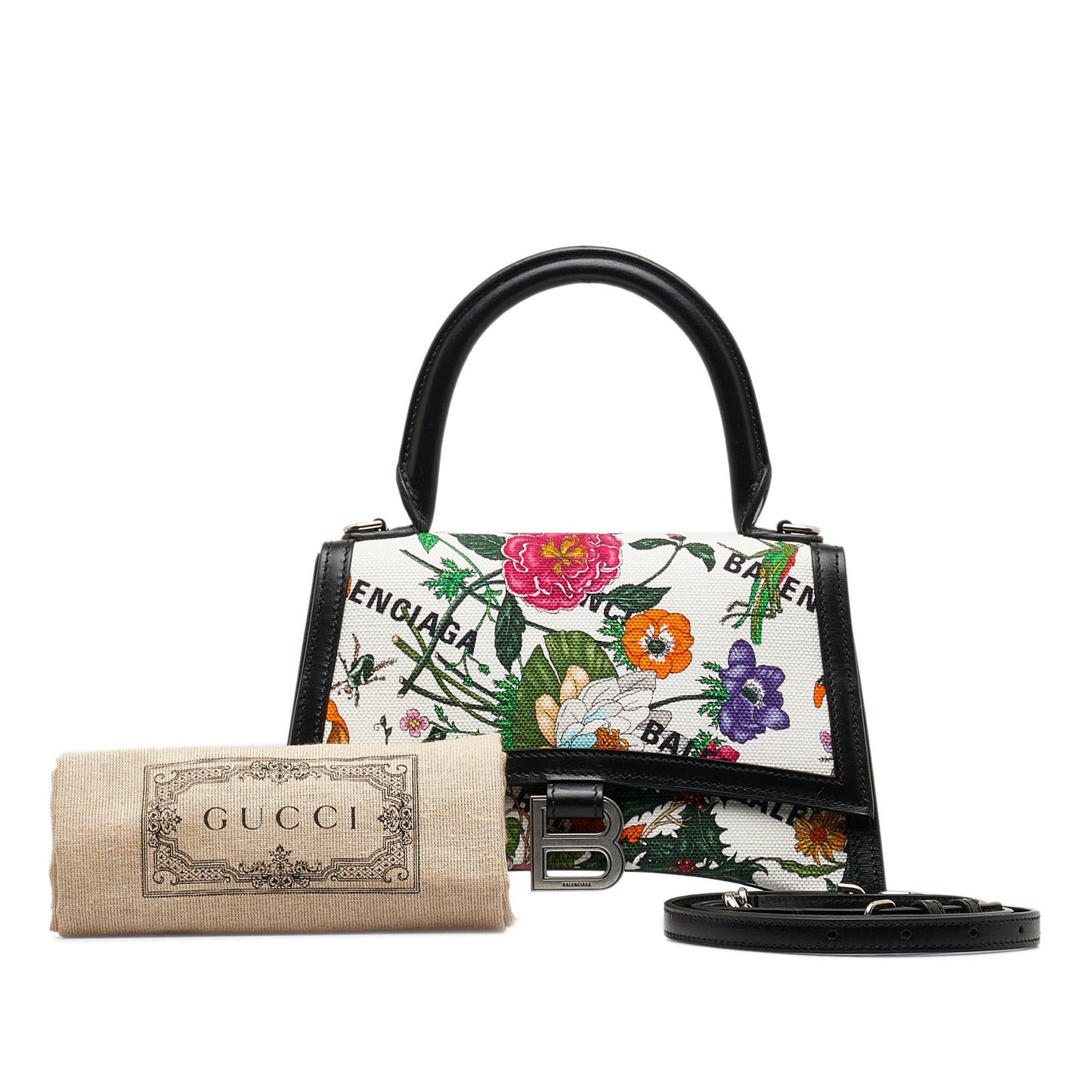 GUCCI x Balenciaga Small The Hacker Project Flora Hourglass Handle Bag