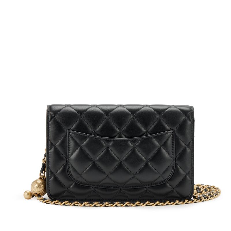 CHANEL QUILTED LAMBSKIN CC PEARL CRUSH WALLET ON CHAIN WOC