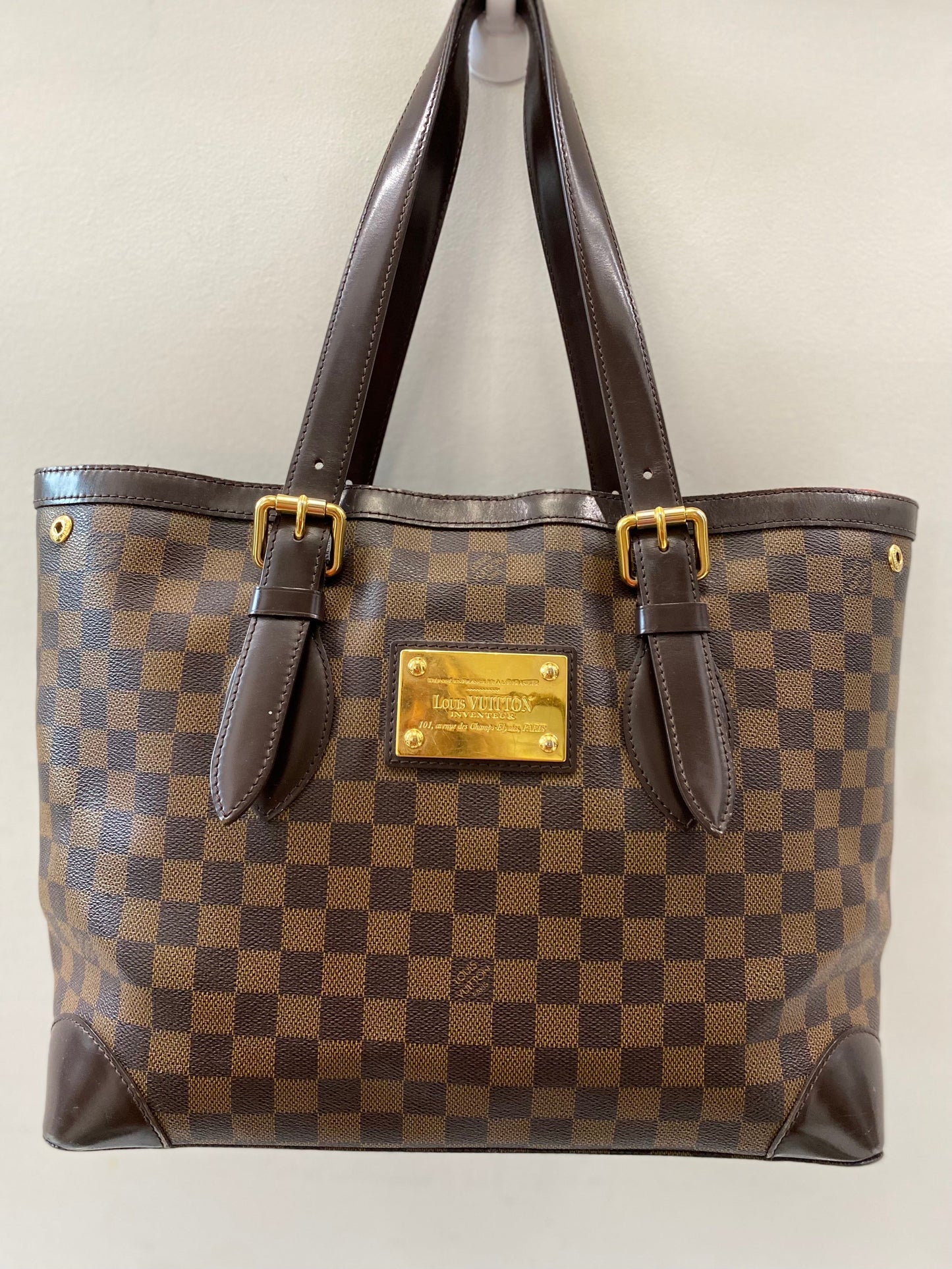 LOUIS VUITTON DAMIER EBENE HAMPSTEAD MM TOTE BAG