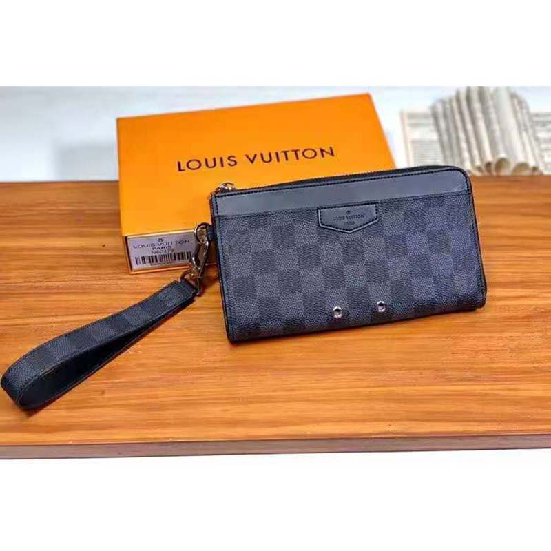 Louis Vuitton LV Men Zippy Dragonne Wallet Damier Graphite Coated Canvas-Grey