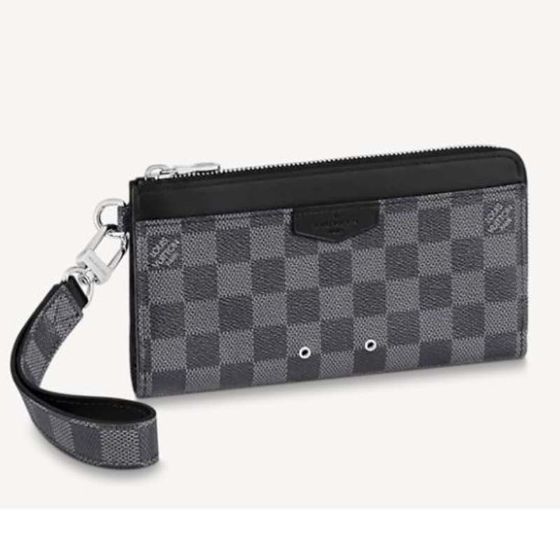 Louis Vuitton LV Men Zippy Dragonne Wallet Damier Graphite Coated Canvas-Grey