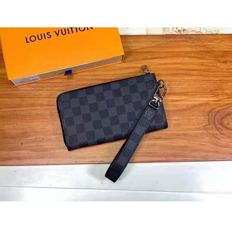 Louis Vuitton LV Men Zippy Dragonne Wallet Damier Graphite Coated Canvas-Grey