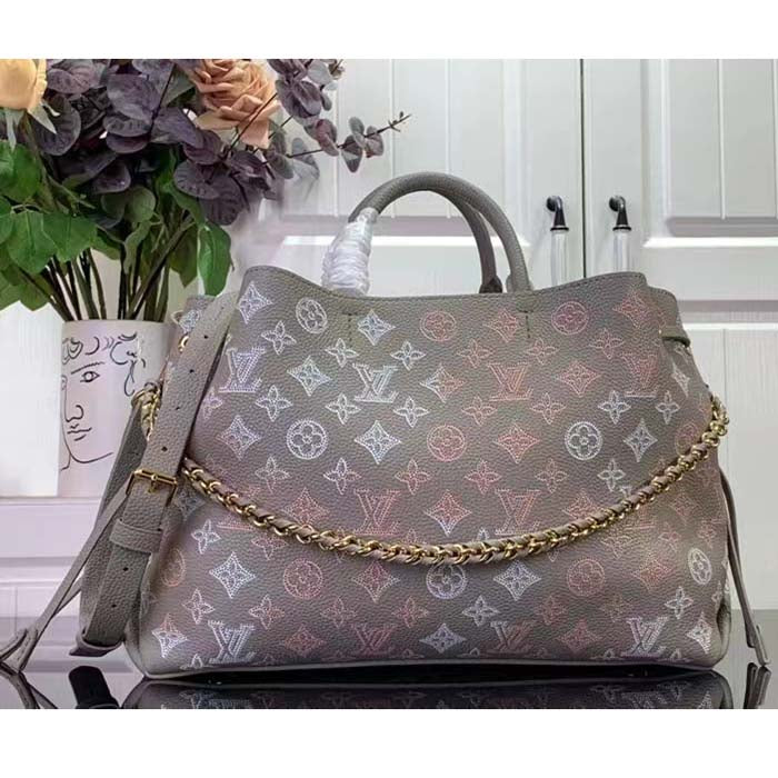 Louis Vuitton LV Unisex Bella Tote Gray Mahina Perforated Calfskin Leather